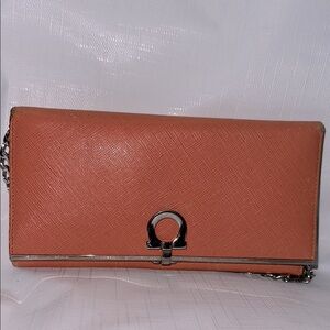 Ferragamo Leather Wallet/Coral Leather Clutch
